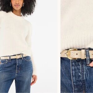 J. Crew Women’s Cream Fuzzy Puff Sleeve Crew Neck Sweater, Size XL